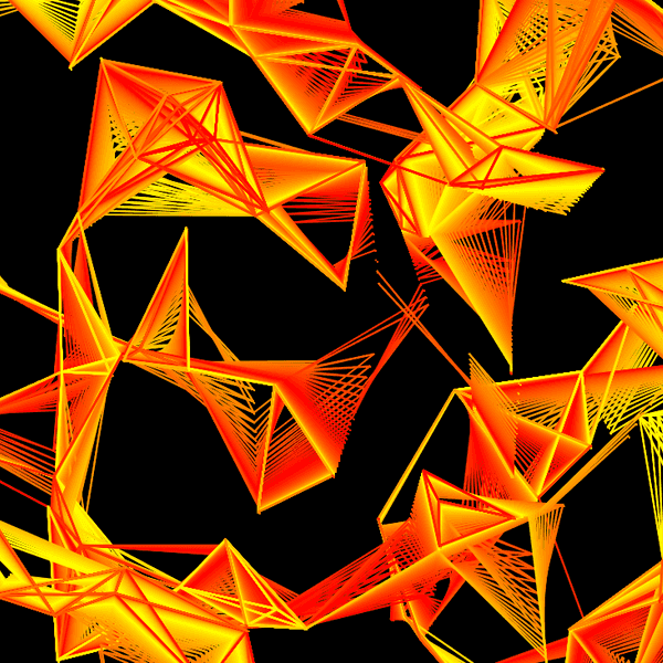 an screenshot of a orange-red brushstroke made with delaunay triangulation